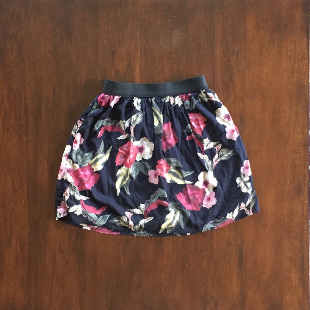 Black Floral Hollister Skater Skirt